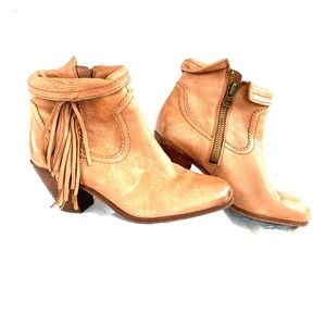 Sam Edelman Tan Leather Bootie with Fringe